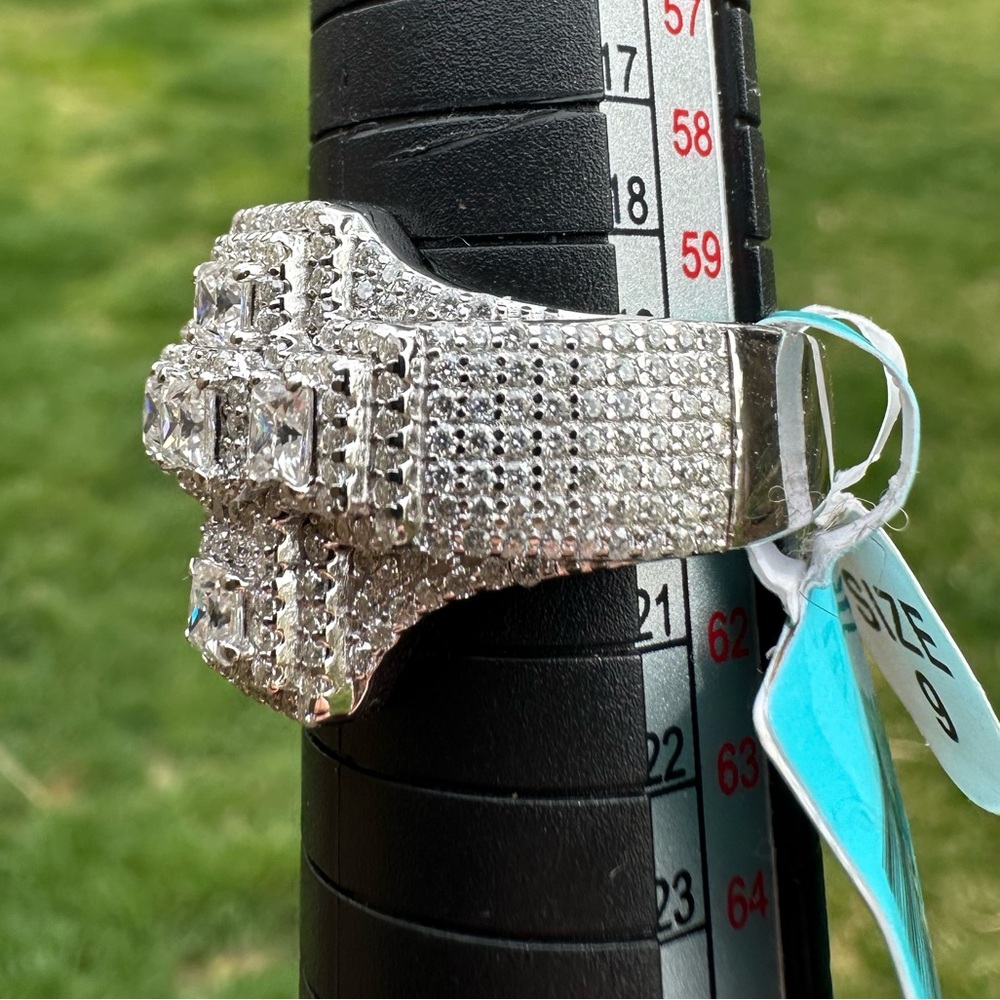 NEW 2.19ctw VVSD Princess-Cut Moissanite Iced In 925 Sterling Silver SZ 9 $700 - Picture 3 of 8